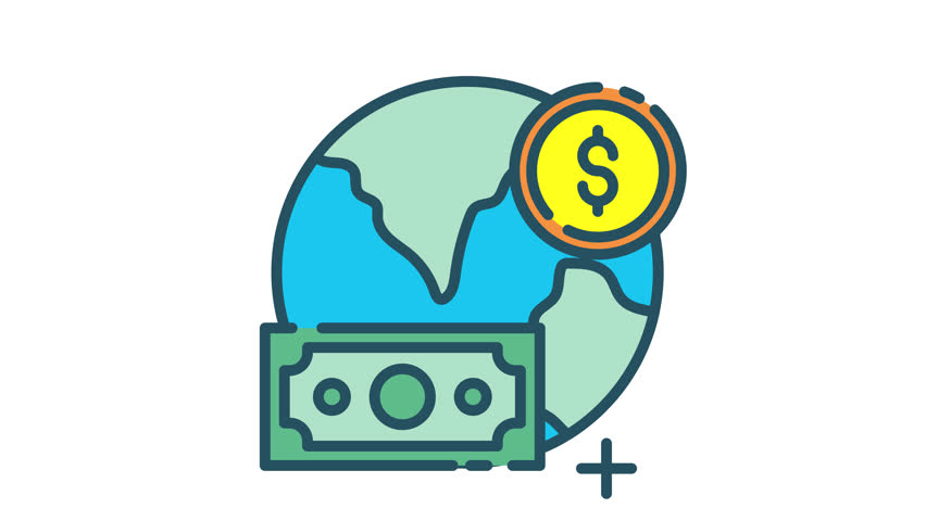 Global Finance Money Currency World Economy Investment Looping Icon Animation