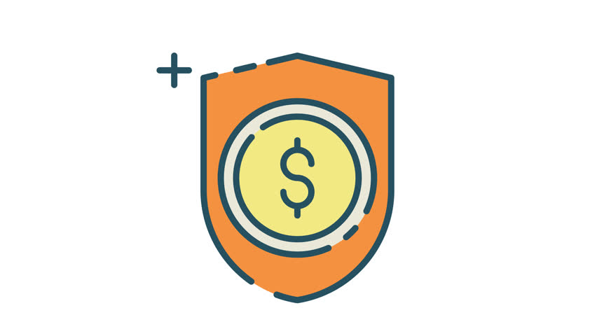 Secure Finance  Shield Protecting Dollar Coin Looping Icon Animation