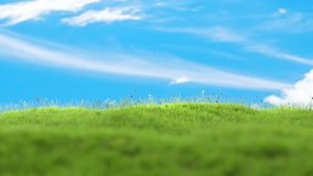 Nature abstract background. Grassland or flower field Against the moving sky background. Can be used in background elements related to environment or Green technology. 3D Render. - Powered by Shutterstock - Get 15% off with code: PIKWIZARD15