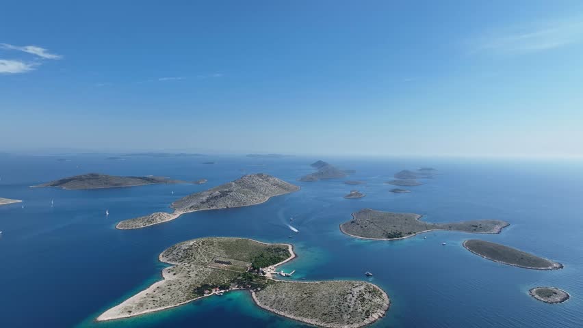 High Aerial View Kornati Islands Group National Park in Adriatic Sea