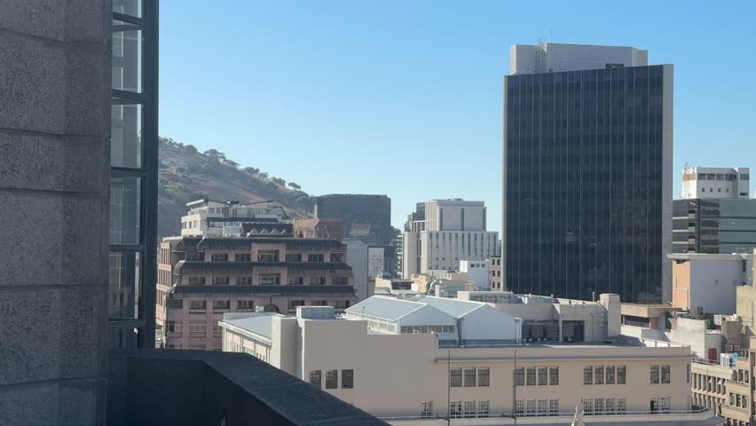 Cape Town skyline as viewed from a rooftop in the CBD of Cape Town.