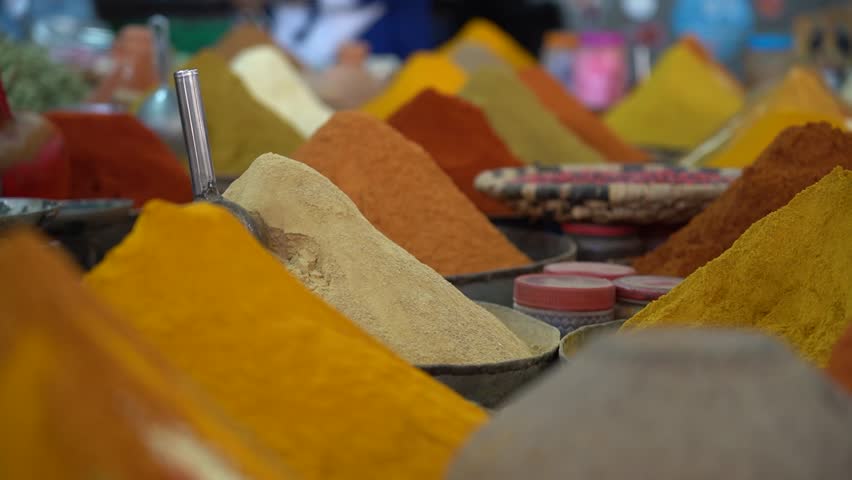 Spice Market In The Weekly Souk In Morocco - Close Up