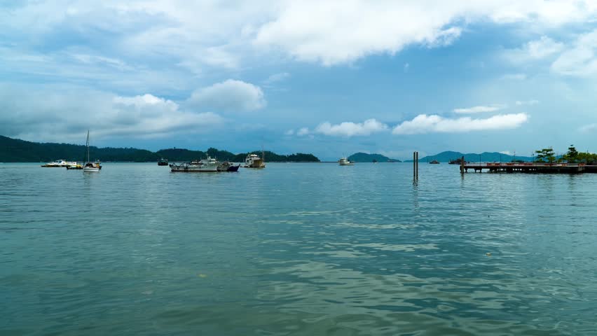 Stunning View At KK Waterfront Sabah,With Boat,Sea Water And Jetty,Sabah,Kota Kinabalu,Malayisa. #sabah