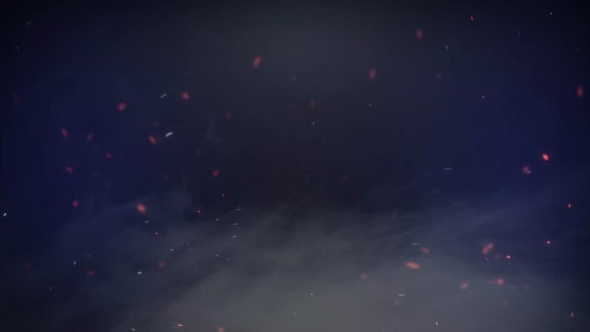 Cloud of dark smoke with fiery sparks, depicting fire and destruction in a realistic manner