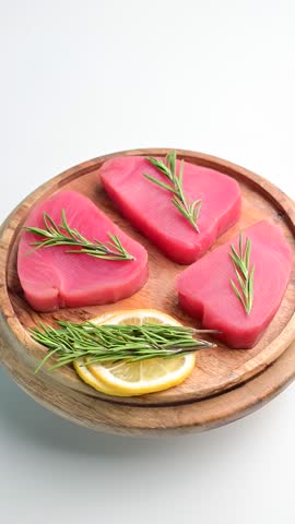 Beautifully cut raw tuna steak, rich in flavor and omega 3s, ready to elevate your culinary creations. 