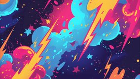 2d cartoon animated comic-style seamless loop background with vibrant colors, dynamic bursts, Perfect for action scenes, motion graphics, and fun cartoon intros - Powered by Shutterstock - Get 15% off with code: PIKWIZARD15