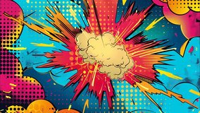 2d cartoon animated comic-style seamless loop background with vibrant colors, dynamic bursts, Perfect for action scenes, motion graphics, and fun cartoon intros - Powered by Shutterstock - Get 15% off with code: PIKWIZARD15