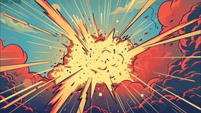 2d cartoon animated comic-style seamless loop background with vibrant colors, dynamic bursts, Perfect for action scenes, motion graphics, and fun cartoon intros - Powered by Shutterstock - Get 15% off with code: PIKWIZARD15