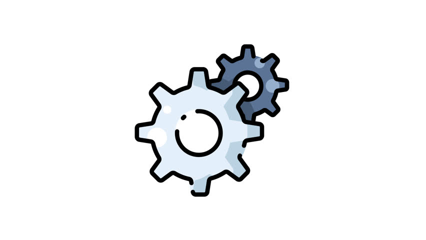 animation of Title Two interlocking gears. Suitable for industrial, teamwork, machinery, technology, engineering, innovation, automation, collaboration, mechanical concepts in design projects.