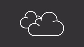 Clouds white line animation. Overcast and partly cloudy weather conditions animated icon. Meteorology science. Isolated illustration on dark background. Transition alpha video. Motion graphic - Powered by Shutterstock - Get 15% off with code: PIKWIZARD15