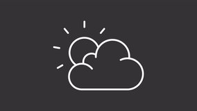 Partly cloudy weather white line animation. Shining sun and cloud animated icon. Atmospheric phenomena in sky. Isolated illustration on dark background. Transition alpha video. Motion graphic - Powered by Shutterstock - Get 15% off with code: PIKWIZARD15