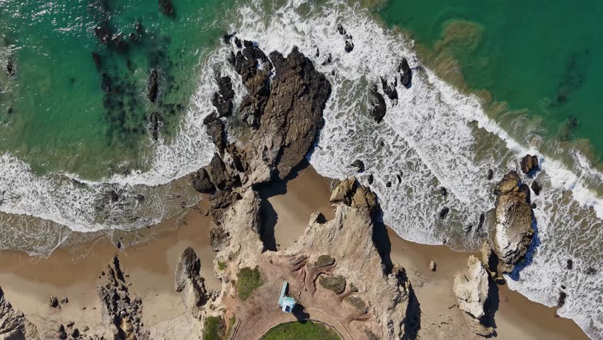 Timelapse aerial view of El Matador beach in California