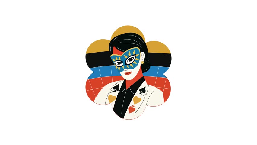 Joker face animated illustration in flat style 