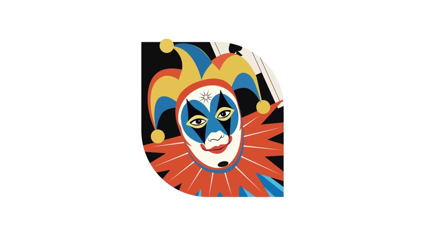 Joker mask animated illustration in flat style 
