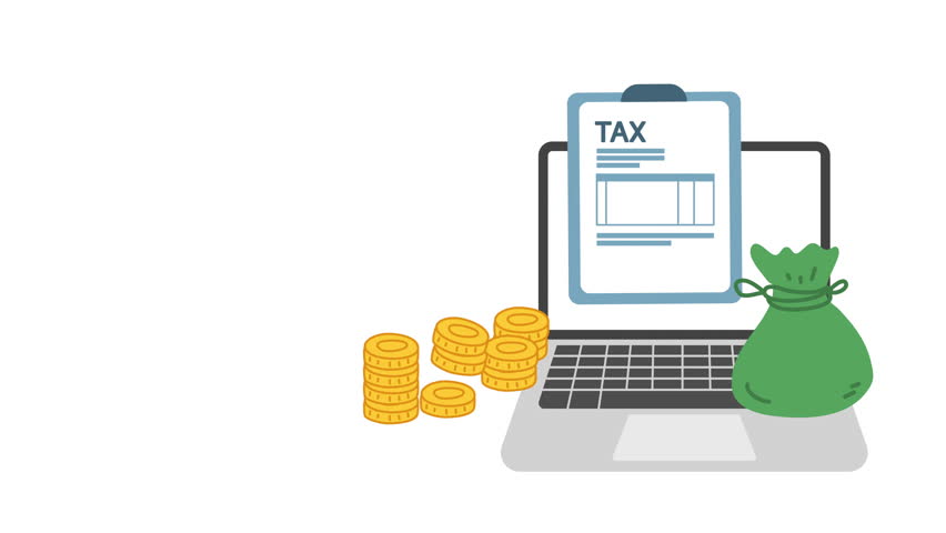 animation of the concept of paying income tax and finance