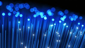 Beautiful Fiber Optic Cables Blinking Lights Close-up Illustration. Abstract Internet Wires Transmit Data Signal. Illuminated Tips Blue Color Slow Motion 3d Animation. Network Connection Concept 4k. - Powered by Shutterstock - Get 15% off with code: PIKWIZARD15