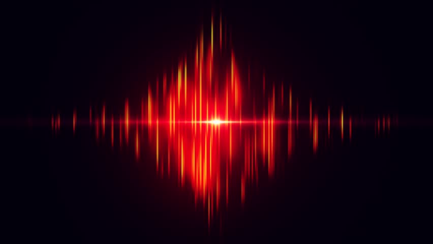 Colorful abstract animated digital sound background. Equalizer wave on black background. Digital sound wave diagram. 4K animation. 3D Illustration