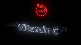 Bright neon apple graphic with vitamin C text on black background - Powered by Shutterstock - Get 15% off with code: PIKWIZARD15