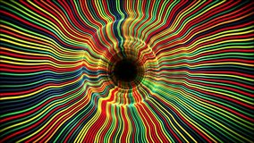 Colorful abstract tunnel with waves of bright psychedelic stripes and dark round space in a center. Hypnotic corridor made of vibrant color lines for events, festivals and music stage shows. 4K 60fps - Powered by Shutterstock - Get 15% off with code: PIKWIZARD15