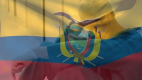 Animation of Ecuador flag covering person contemplating with head in hands. Patriotism, contemplation, emotion, culture, identity, reflection - Powered by Shutterstock - Get 15% off with code: PIKWIZARD15