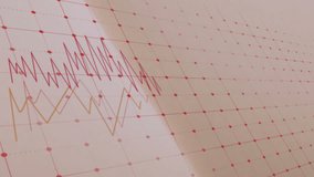 Animation of red and yellow line graph displaying numerical data on grid background. Statistics, data visualization, analytics, trends, infographic, finance - Powered by Shutterstock - Get 15% off with code: PIKWIZARD15
