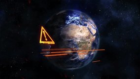 Danger warning and immediate action text over Earth in space animation. technology, alert, cosmos, universe, emergency, global - Powered by Shutterstock - Get 15% off with code: PIKWIZARD15