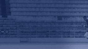 Athlete running on track with digital data and global network animation overlay. Sport, technology, analytics, connectivity, innovation, fitness - Powered by Shutterstock - Get 15% off with code: PIKWIZARD15