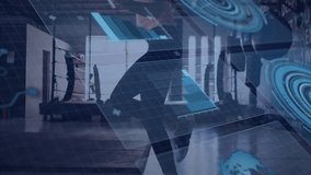 Person jumping rope in gym with digital data overlay animation. Fitness, workout, technology, exercise, athlete, training - Powered by Shutterstock - Get 15% off with code: PIKWIZARD15