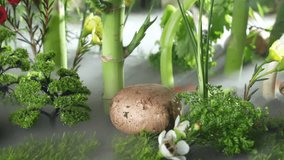 Assortment of various fresh herbs, vegetables, organic fruits including mushrooms, leafy greens, bell peppers, tomatoes, bamboo shoots ideal for organic farming and healthy eating food themes. - Powered by Shutterstock - Get 15% off with code: PIKWIZARD15