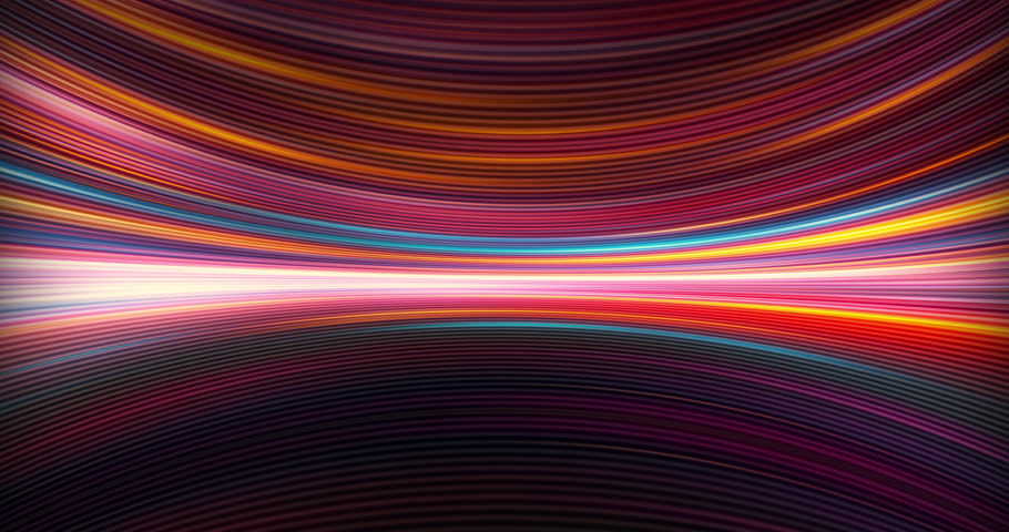 Abstract animation of vibrant multicolored lights and particles leaving visible trails in Circle Motion. Glowing neon lines seamless looping animation. Data streaming through speed lights fiber optics