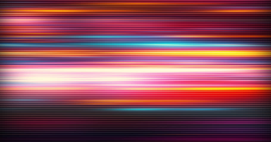 Abstract animation of vibrant multicolored lights and particles leaving visible trails moving in speed. Glowing neon lines seamless looping animation. Data streaming through speed lights fiber optics