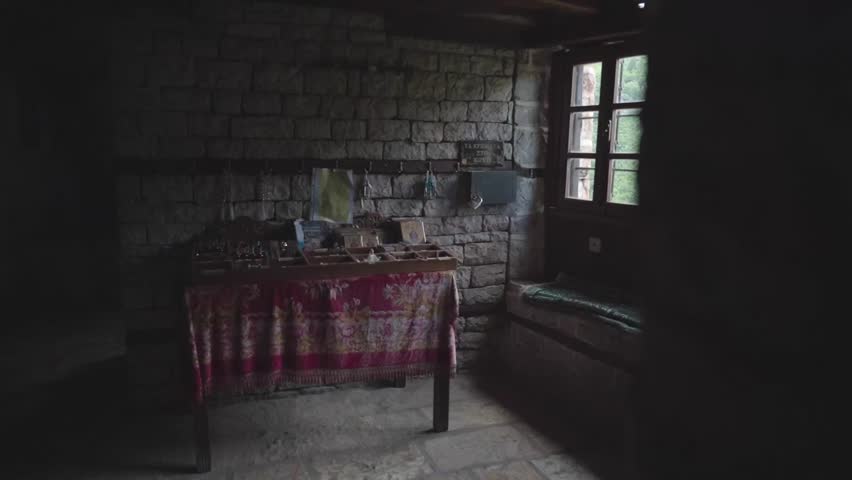 room with a view in the Kipinas Monastery, Tzoumerka, Greece