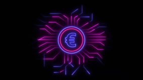 Euro currency with Futuristic interface and Glowing Hud circle hi-tech background. Sci-fi digital high-tech collection in glowing Globe eye circuit technology galaxy and space concept - Powered by Shutterstock - Get 15% off with code: PIKWIZARD15