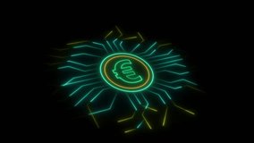Euro currency with Futuristic interface and Glowing Hud circle hi-tech background. Sci-fi digital high-tech collection in glowing Globe eye circuit technology galaxy and space concept - Powered by Shutterstock - Get 15% off with code: PIKWIZARD15