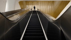 Professional business man using phone calling while using escalator. Skilled caucasian executive manager talking to business team to report and discuss marketing idea or plan. Front view. Exultant. - Powered by Shutterstock - Get 15% off with code: PIKWIZARD15