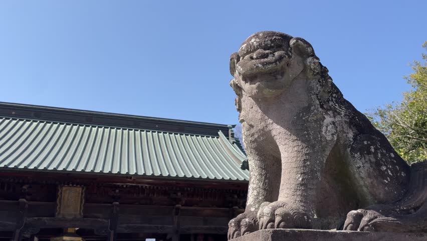 Guardian lion guarding the temple