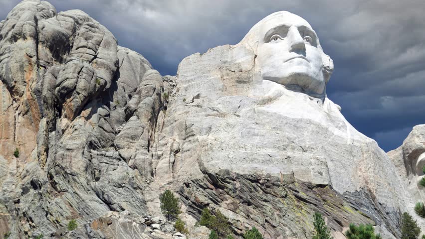 Mount Rushmore National Memorial in South Dakota. Time lapse 4k Video
