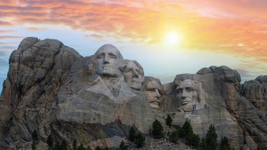 Mount Rushmore National Memorial in South Dakota. Time lapse 4k Video
