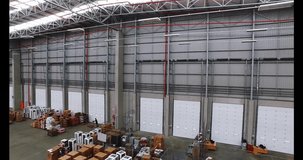 Warehouse showing digital data overlay with inventory and logistics animation. supply chain, technology, inventory management, automation, data visualization, efficiency - Powered by Shutterstock - Get 15% off with code: PIKWIZARD15