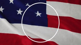 Animation of swirling white lines forming circle over American flag background. Abstract, motion, patriotic, digital, loop, design - Powered by Shutterstock - Get 15% off with code: PIKWIZARD15