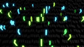 3d abstract geometric creative dark background with looping flowing animation, black columns rise and fall flashing multicolor neon light randomly. Cartoon style. Columns move up and down. VJ loop bg. - Powered by Shutterstock - Get 15% off with code: PIKWIZARD15