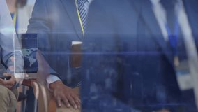 Business professionals in conference with world map and data overlay animation. teamwork, globalization, analytics, presentation, corporate, finance - Powered by Shutterstock - Get 15% off with code: PIKWIZARD15