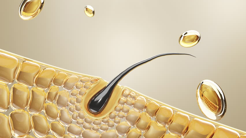 3D animation of a hair follicle absorbing essential oils, representing deep nourishment, hydration, and scalp health for stronger, shinier, and healthier hair.