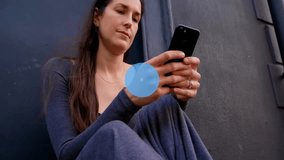 Using smartphone, woman with animation of digital world map and communication icons. Technology, global, connectivity, innovation, networking, futuristic - Powered by Shutterstock - Get 15% off with code: PIKWIZARD15