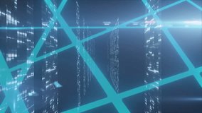 Animation of glowing lines and abstract cityscape in futuristic digital network. technology, cyber, virtual, urban - Powered by Shutterstock - Get 15% off with code: PIKWIZARD15