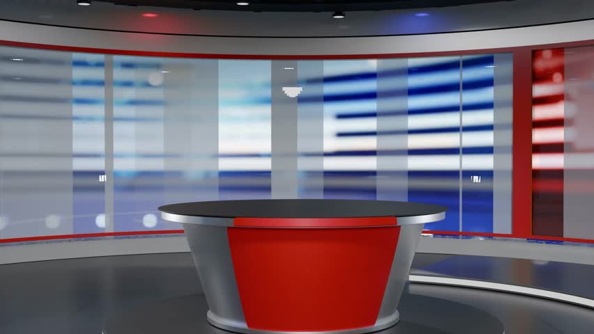 3D Virtual TV Studio News, Backdrop For TV Shows .TV On Wall.3D Virtual News Studio Background