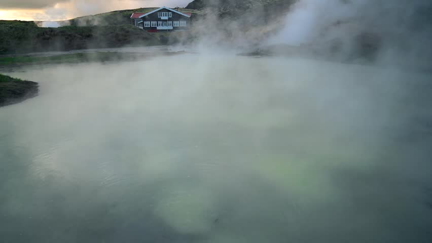 house beside a hot spring stock video