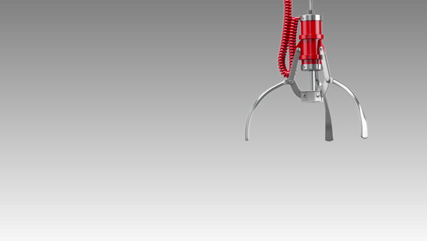 Claw machine grabbers hanging on something isolated on a white background. 3D Illustration