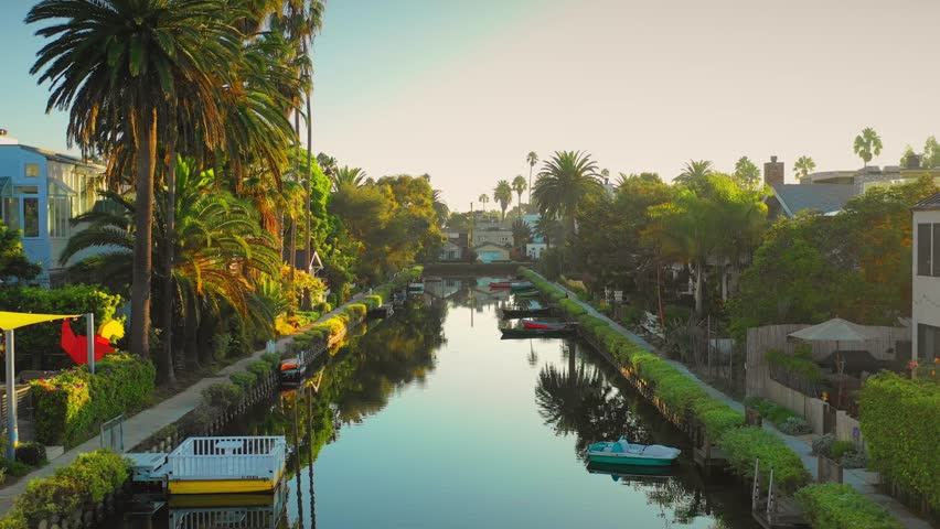 venice canals neighbourhood los angeles stock video
