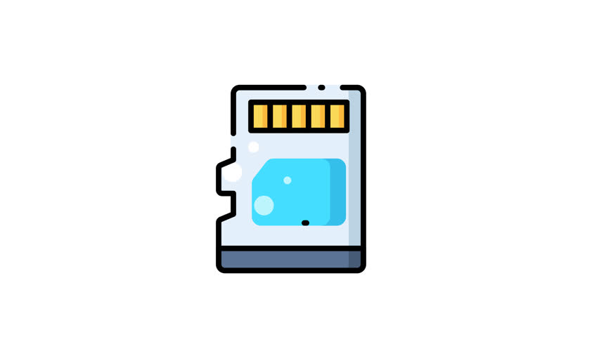 animation of Memory card closeup. Technology, data storage, photography concepts. Suitable for tech blogs, courses, digital marketing materials, and design projects.